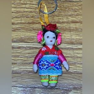 Colorful Handcrafted Doll Keychain with Embroidered Outfit